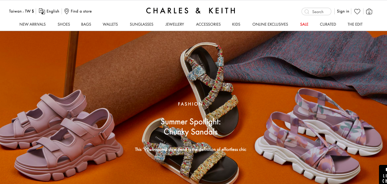 Charles & Keith優惠碼2024-Charles & Keith 拍賣 - 厚底涼鞋給她 - 網購只需 NT$1790
